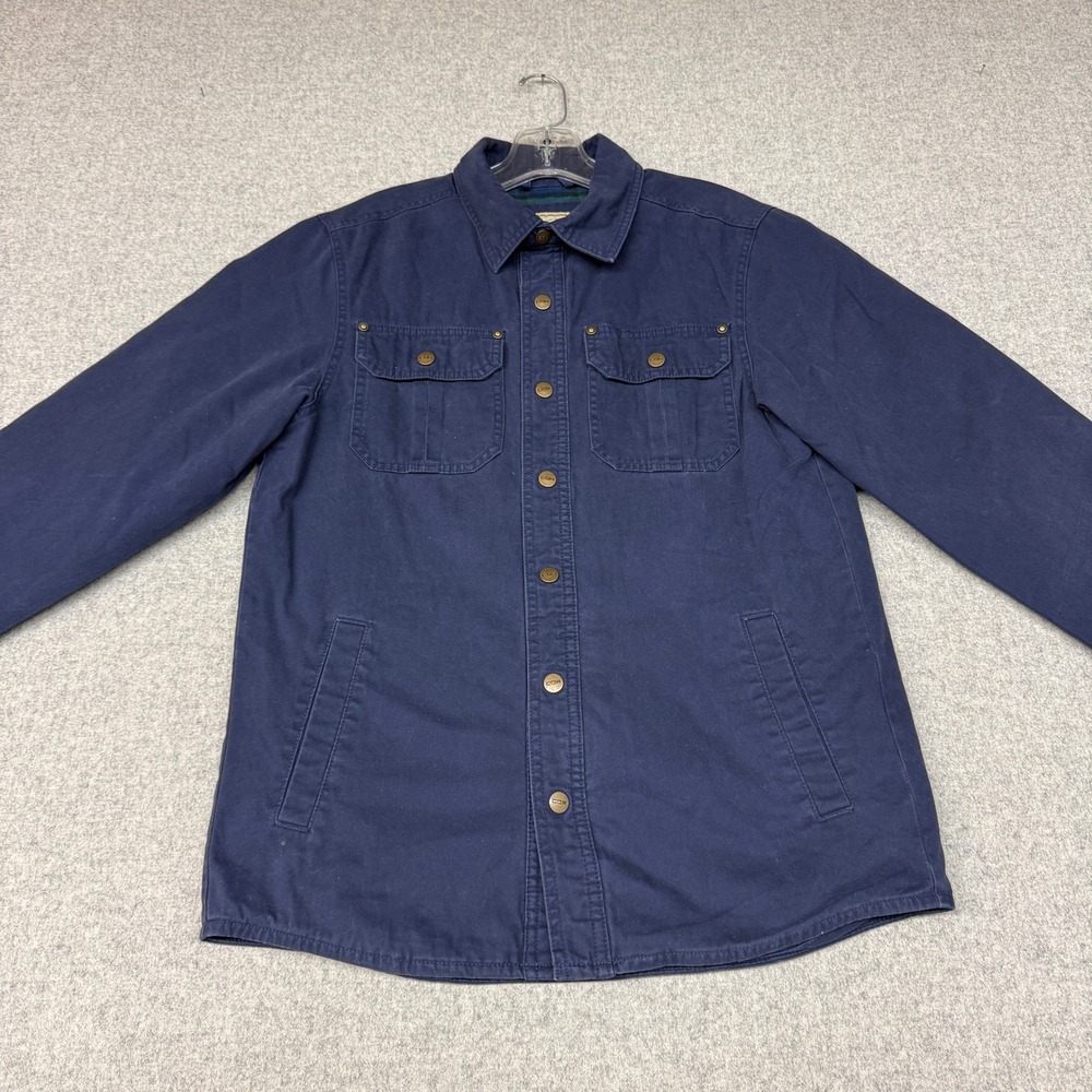 CQR Flannel Lined Cotton Canvas Shirt Jacket XS Navy Blue Workwear Button Front